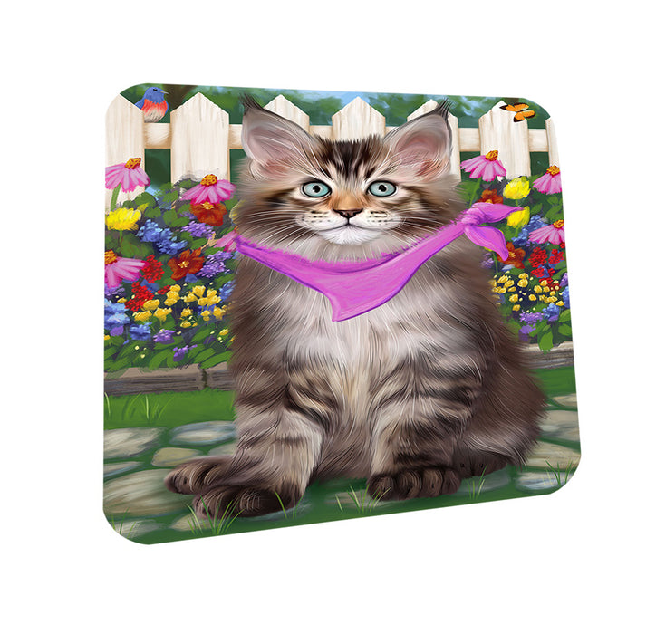 Spring Floral Maine Coon Cat Coasters Set of 4 CST52229