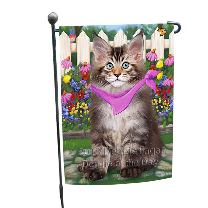 Spring Floral Maine Coon Cat Garden Flag GFLG52215