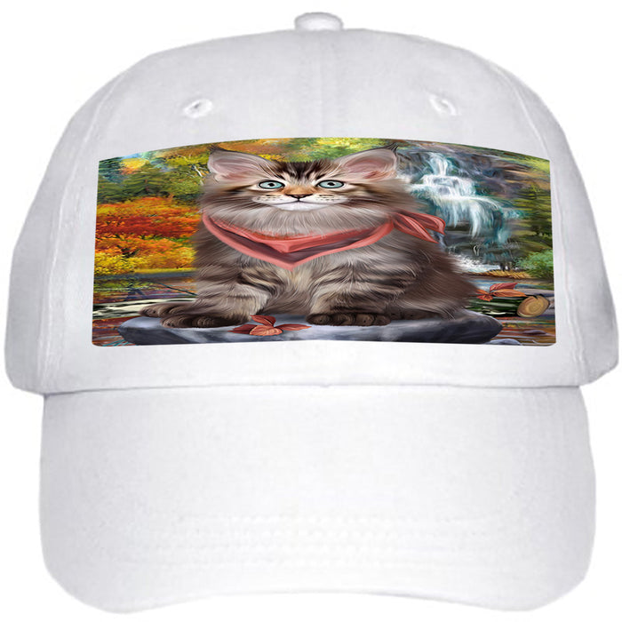 Scenic Waterfall Maine Coon Cat Ball Hat Cap HAT59484