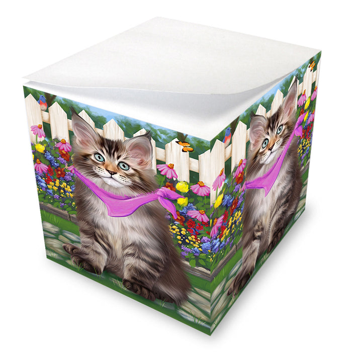 Spring Floral Maine Coon Cat Note Cube NOC52218