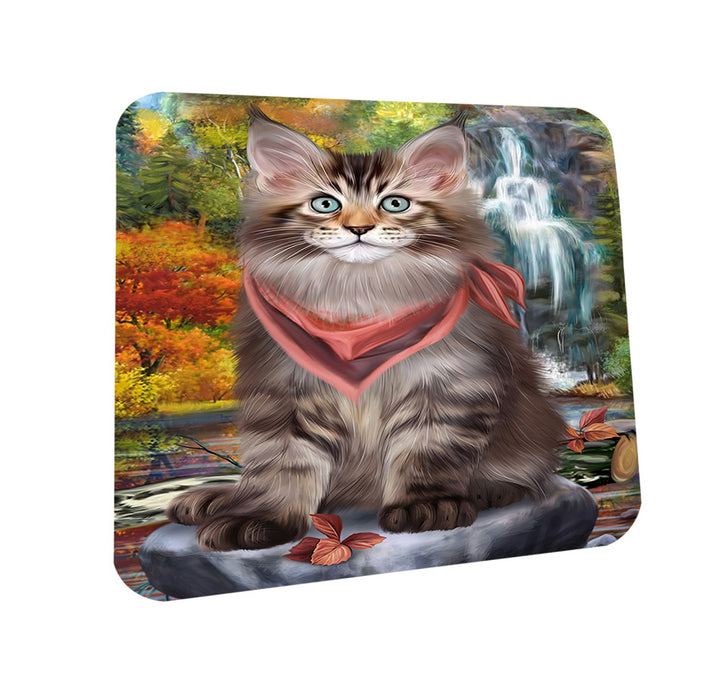 Scenic Waterfall Maine Coon Cat Coasters Set of 4 CST51876