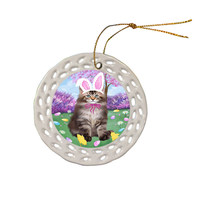 Easter Holiday Maine Coon Cat Ceramic Doily Ornament DPOR57320