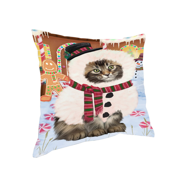 Christmas Gingerbread House Candyfest Maine Coon Cat Pillow PIL80088