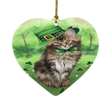 St. Patricks Day Irish Portrait Maine Coon Cat Heart Christmas Ornament HPOR57963
