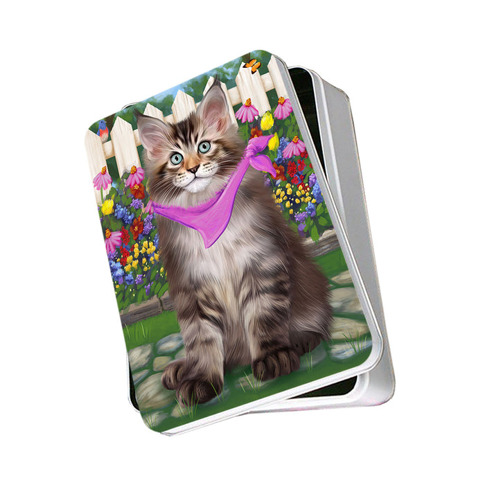 Spring Floral Maine Coon Cat Photo Storage Tin PITN52270