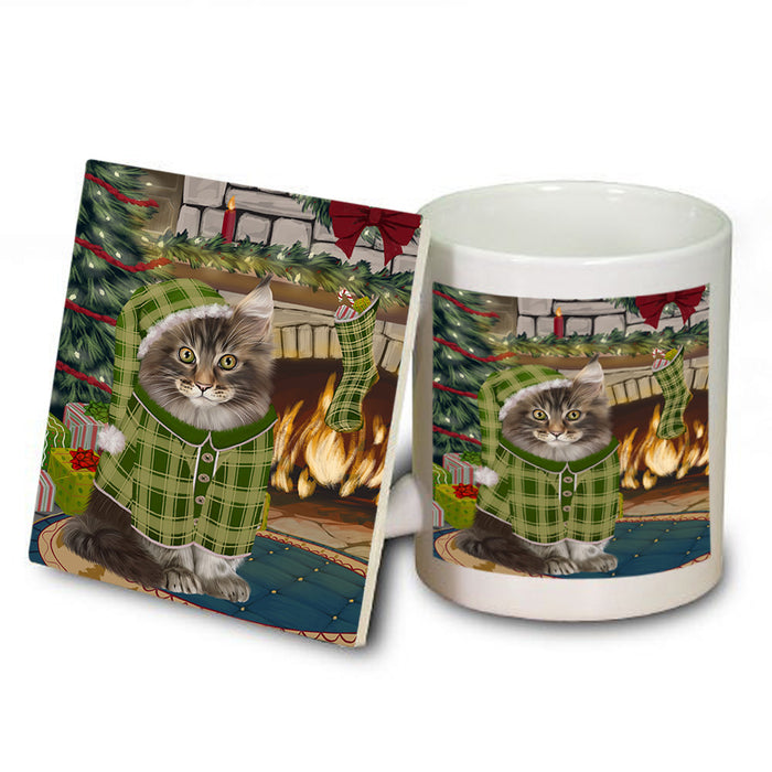 The Stocking was Hung Maine Coon Cat Mug and Coaster Set MUC55351