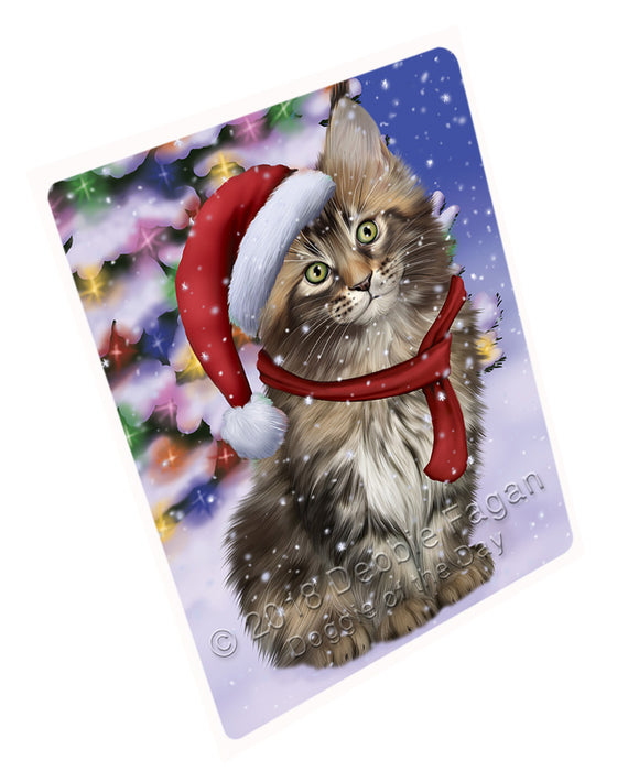 Winterland Wonderland Maine Coon Cat In Christmas Holiday Scenic Background Large Refrigerator / Dishwasher Magnet RMAG83496
