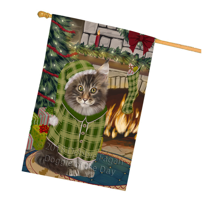 The Stocking was Hung Maine Coon Cat House Flag FLG55788