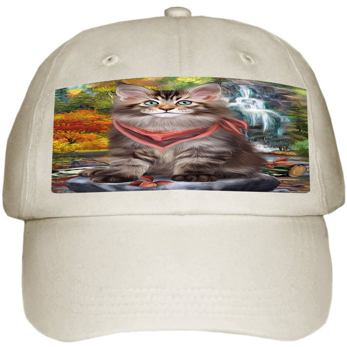 Scenic Waterfall Maine Coon Cat Ball Hat Cap HAT59484