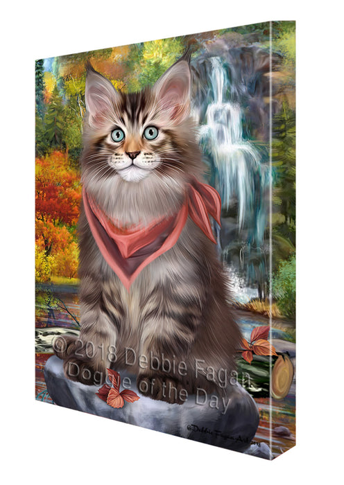 Scenic Waterfall Maine Coon Cat Canvas Print Wall Art Décor CVS84518