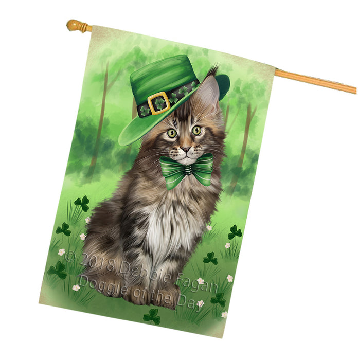 St. Patricks Day Irish Portrait Maine Coon Cat House Flag FLG65047