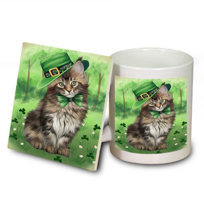 St. Patricks Day Irish Portrait Maine Coon Cat Mug and Coaster Set MUC57015