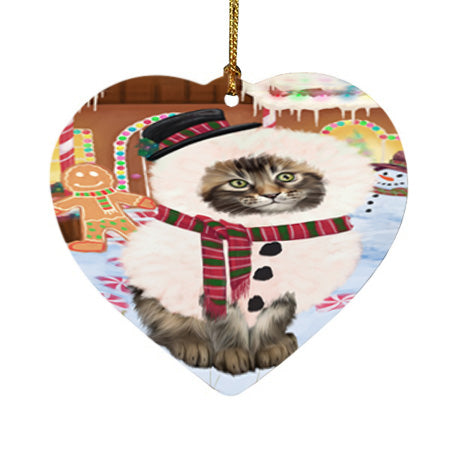 Christmas Gingerbread House Candyfest Maine Coon Cat Heart Christmas Ornament HPOR56805