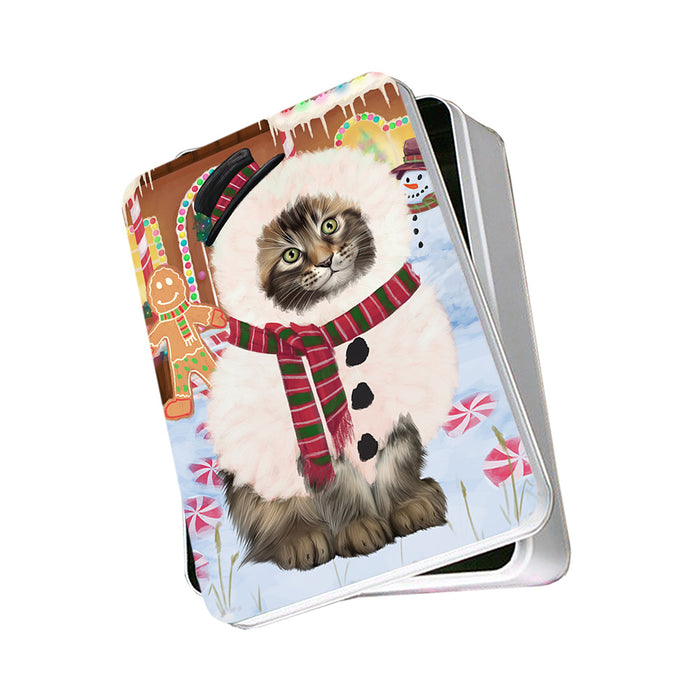Christmas Gingerbread House Candyfest Maine Coon Cat Photo Storage Tin PITN56392