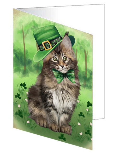 St. Patricks Day Irish Portrait Maine Coon Cat Handmade Artwork Assorted Pets Greeting Cards and Note Cards with Envelopes for All Occasions and Holiday Seasons GCD76583