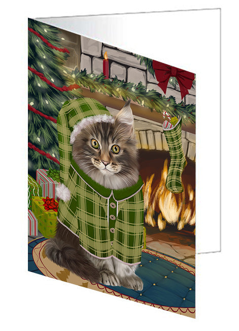 The Stocking was Hung Akita Dog Handmade Artwork Assorted Pets Greeting Cards and Note Cards with Envelopes for All Occasions and Holiday Seasons GCD69971