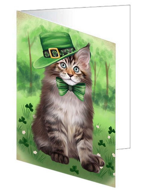St. Patricks Day Irish Portrait Maine Coon Cat Handmade Artwork Assorted Pets Greeting Cards and Note Cards with Envelopes for All Occasions and Holiday Seasons GCD76586