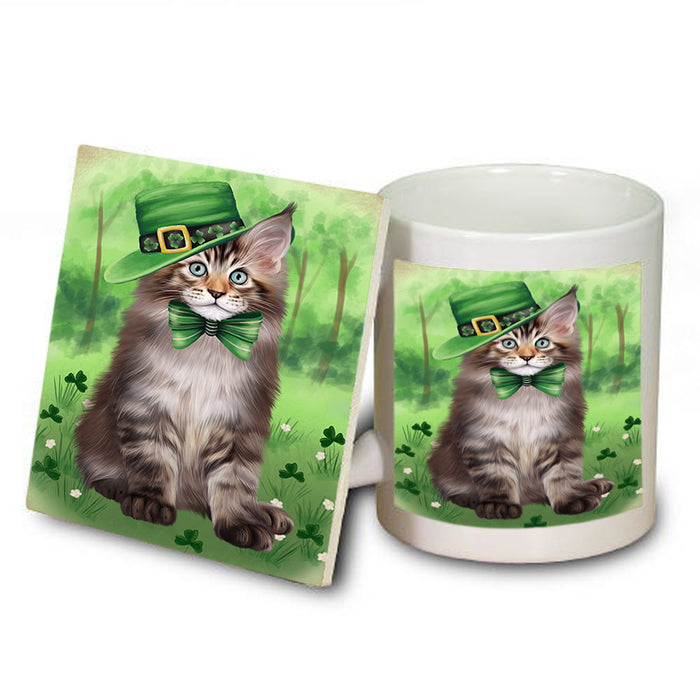 St. Patricks Day Irish Portrait Maine Coon Cat Mug and Coaster Set MUC57016