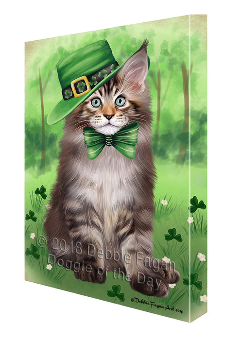 St. Patricks Day Irish Portrait Maine Coon Cat Canvas Print Wall Art Décor CVS135656