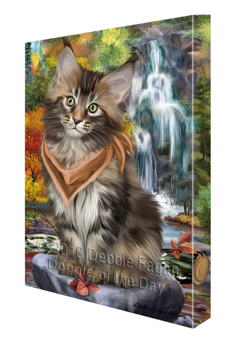 Scenic Waterfall Maine Coon Cat Canvas Print Wall Art Décor CVS84527