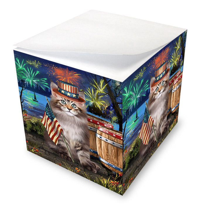 4th of July Independence Day Firework Maine Coon Cat Note Cube NOC55702