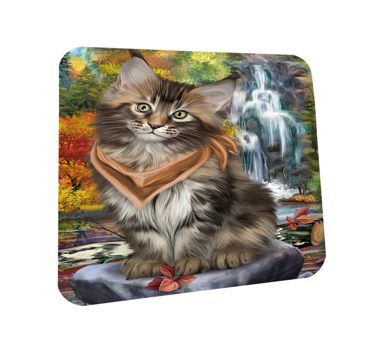 Scenic Waterfall Maine Coon Cat Coasters Set of 4 CST51877