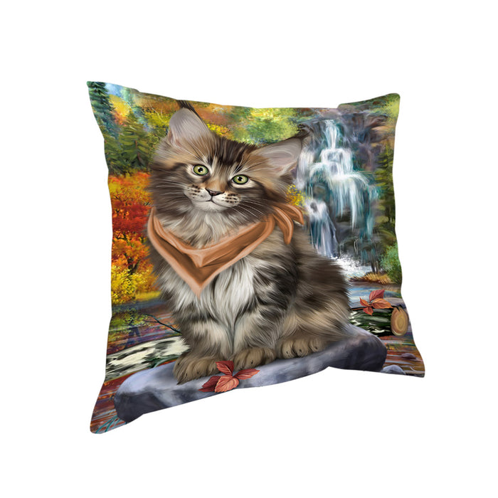Scenic Waterfall Maine Coon Cat Pillow PIL64036