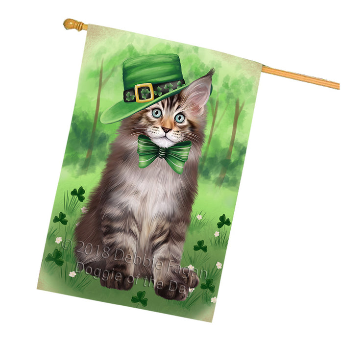 St. Patricks Day Irish Portrait Maine Coon Cat House Flag FLG65048