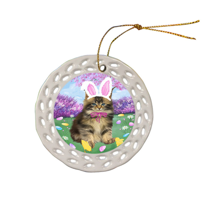 Easter Holiday Maine Coon Cat Ceramic Doily Ornament DPOR57321