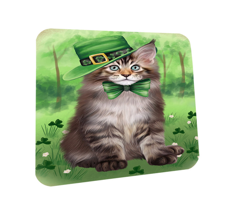 St. Patricks Day Irish Portrait Maine Coon Cat Coasters Set of 4 CST56982