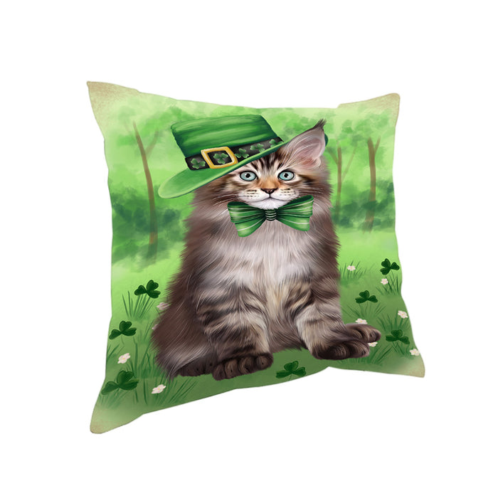 St. Patricks Day Irish Portrait Maine Coon Cat Pillow PIL86208