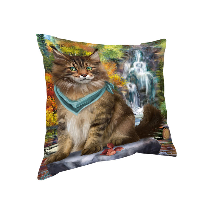 Scenic Waterfall Maine Coon Cat Pillow PIL64040
