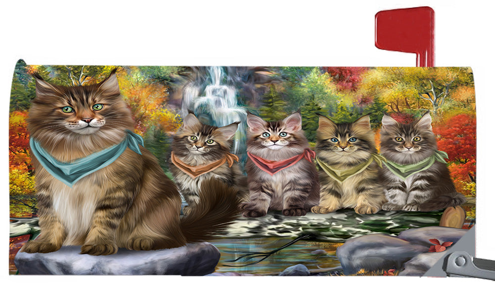 Scenic Waterfall Maine Coon Cats Magnetic Mailbox Cover MBC48736