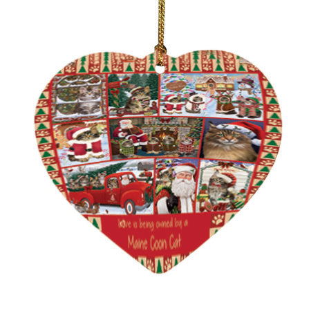 Love is Being Owned Christmas Maine Coon Cats Heart Christmas Ornament HPOR57864