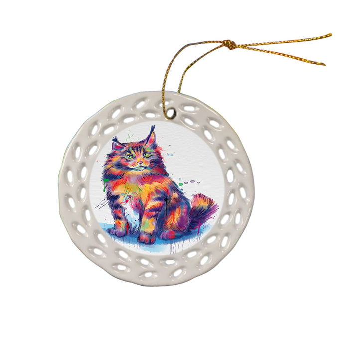 Watercolor Maine Coon Cat Ceramic Doily Ornament DPOR57386