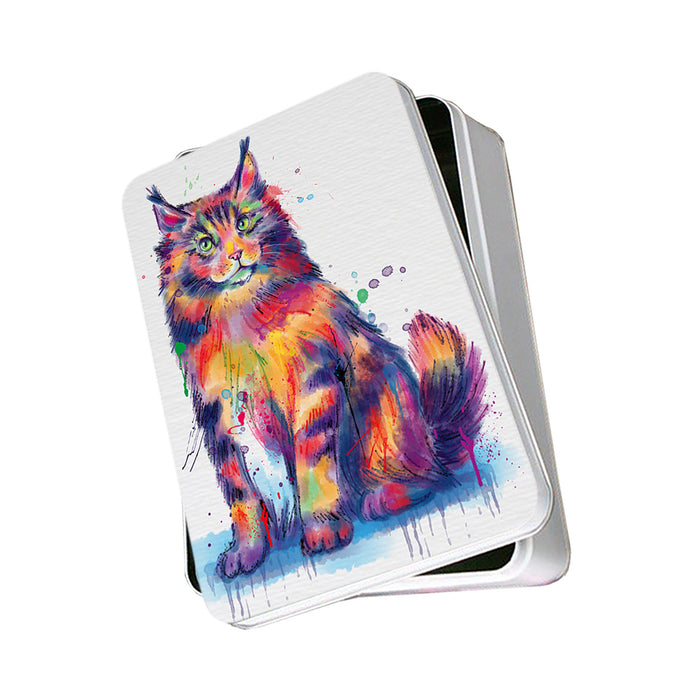 Watercolor Maine Coon Cat Photo Storage Tin PITN57034