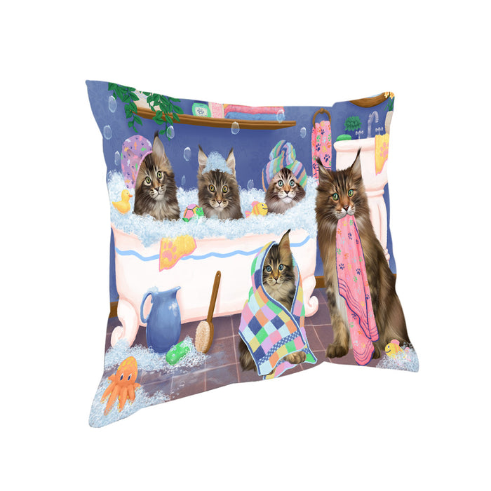 Rub A Dub Dogs In A Tub Maine Coons Cat Pillow PIL81496
