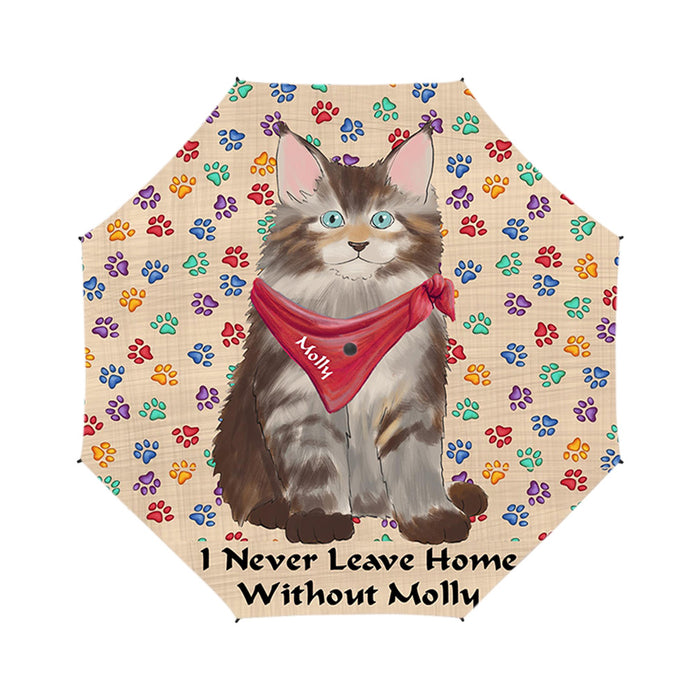 Custom Pet Name Personalized I never Leave Home Maine Coon Cat Semi-Automatic Foldable Umbrella