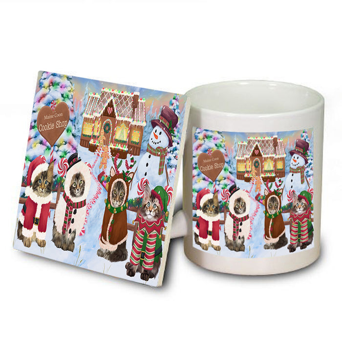 Holiday Gingerbread Cookie Shop Maine Coons Mug and Coaster Set MUC56494