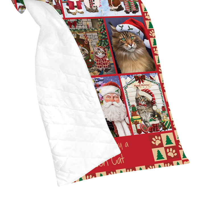 Love is Being Owned Christmas Maine Coon Cats Quilt