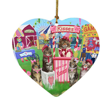 Carnival Kissing Booth Maine Coon Cats Heart Christmas Ornament HPOR56262