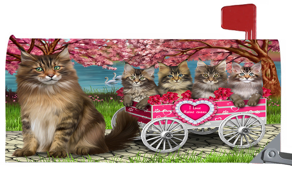 I Love Maine Coon Cats in a Cart Magnetic Mailbox Cover MBC48565