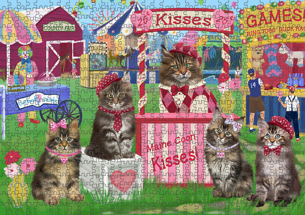 Carnival Kissing Booth Maine Coon Cats Puzzle with Photo Tin PUZL91828