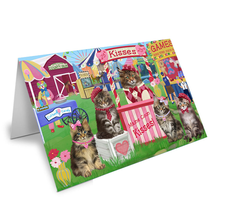 Carnival Kissing Booth Maine Coon Cats Handmade Artwork Assorted Pets Greeting Cards and Note Cards with Envelopes for All Occasions and Holiday Seasons GCD72233