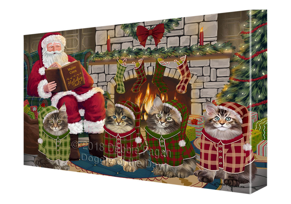 Christmas Cozy Holiday Tails Maine Coon Cats Canvas Print Wall Art Décor CVS116153
