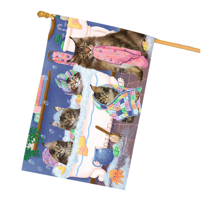 Rub A Dub Dogs In A Tub Maine Coons Cat House Flag FLG57485