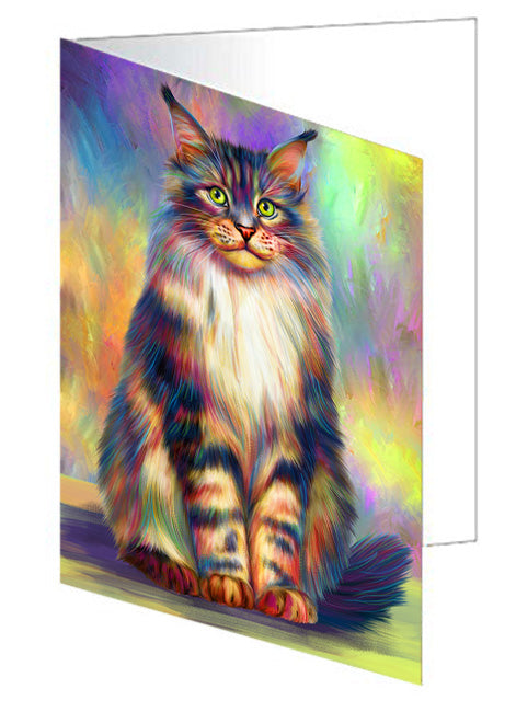 Paradise Wave Maine Coon Cat Handmade Artwork Assorted Pets Greeting Cards and Note Cards with Envelopes for All Occasions and Holiday Seasons GCD72734