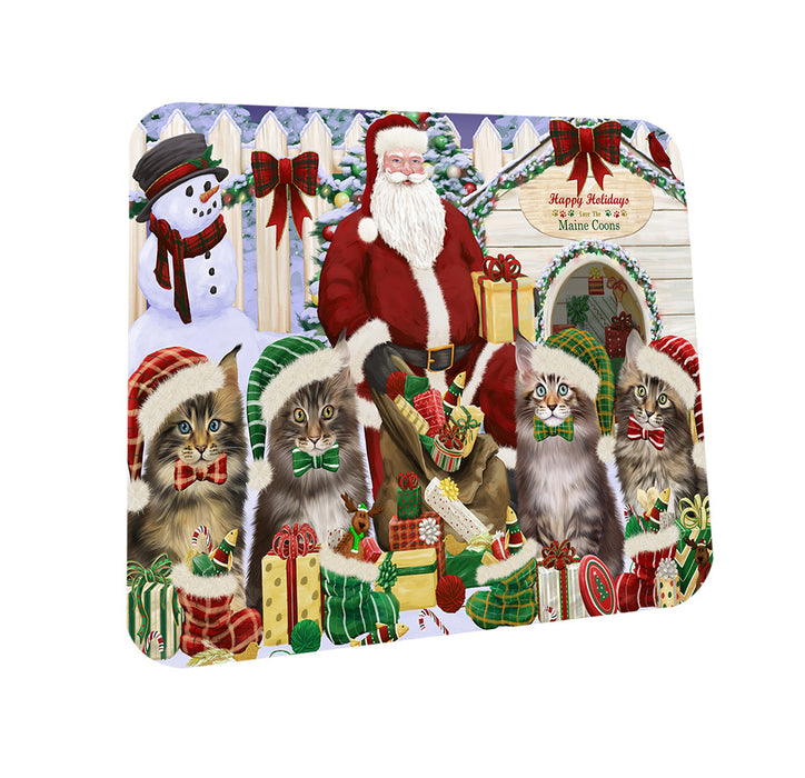Christmas Dog House Maine Coons Cat Coasters Set of 4 CST52566