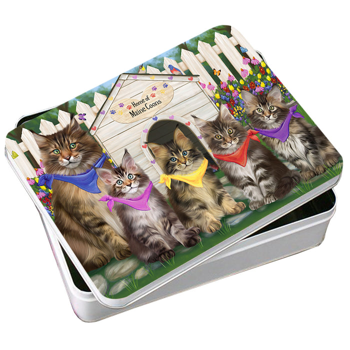 Spring Dog House Maine Coon Cats Photo Storage Tin PITN52211