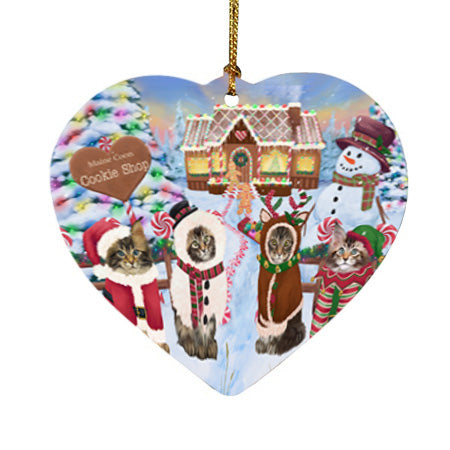 Holiday Gingerbread Cookie Shop Maine Coons Heart Christmas Ornament HPOR56858